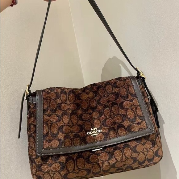 Coach Etta Flap Shoulder Bag in Signature Chenille CCE58 NWT - Picture 2 of 7